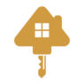 Icône clé maison dorée pour immobilier